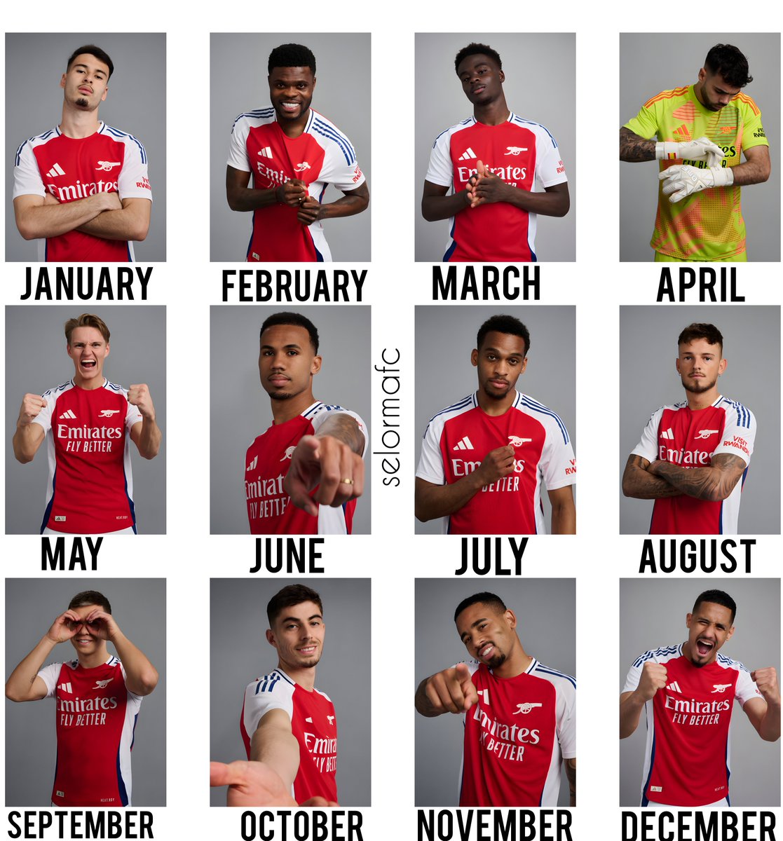 Arsenal's 2024/25 home kit Edition. Describe your birth month without telling us the name of the Arsenal player. 🫵🏻