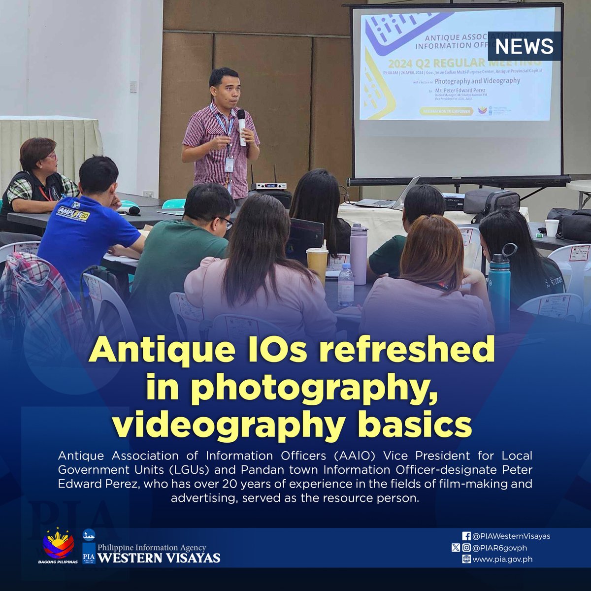 Information officers (IOs) of national government agencies and local government units recently participated in a learning session in mobile photography and videography.

More details: pia.gov.ph/news/2024/05/1…

#BagongPilipinas
#PIAWesternVisayas
#GetInformed