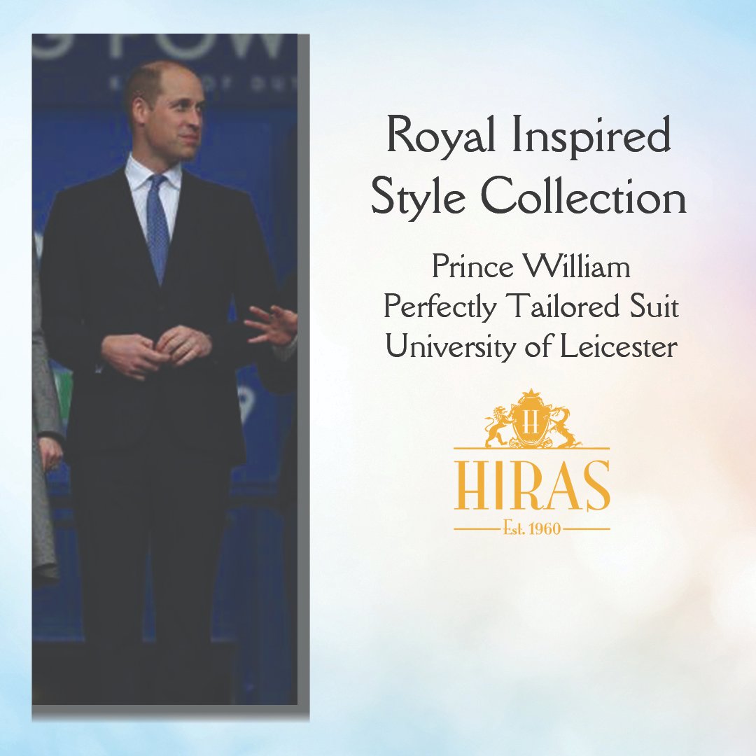 The Prince of Wales visited the University of Leicester dressed in a perfectly tailored two-button dark navy suit, complemented by a light blue patterned tie and a crisp white dress shirt. 📸Getty #princewilliam #princeofwales #royalfamily #suitstyle #royalstyle #gethelook