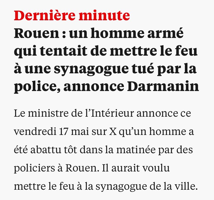 Attaque antisémite odieuse contre une synagogue à #Rouen. Plein soutien à nos concitoyens juifs. S’en prendre à des français en raison de leur religion c’est s’en prendre à tout le corps social. L’antisémitisme n’a pas sa place dans notre République.