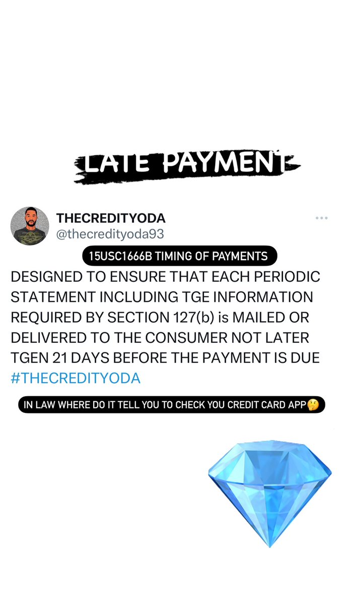 A CREDITOR MAY NOT TREAT A PAYMENT ON A CREDIT CARD ACCOUNT UNDER AN OPEN CONSUMER CREDIT PLAN AS LATE FOR ANY PURPOSE, the consumer must receive the billing statement in the mail 21 days prior before the billing date