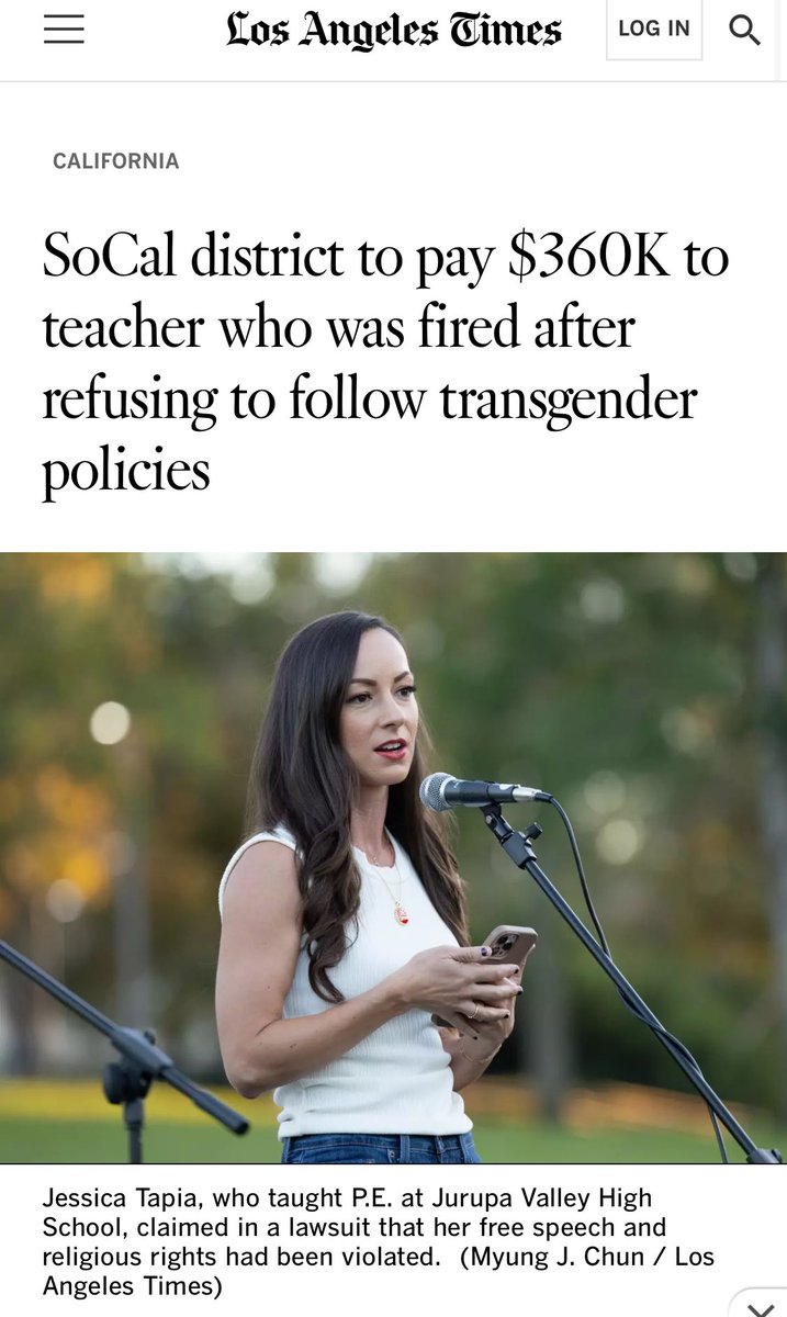 Thread Big news! A Southern California school district agreed to a settlement of $360,000 for firing a teacher who “hypothetically” refused to adhere to policies regarding gender ideology. The word hypothetically was used in the lawsuit because