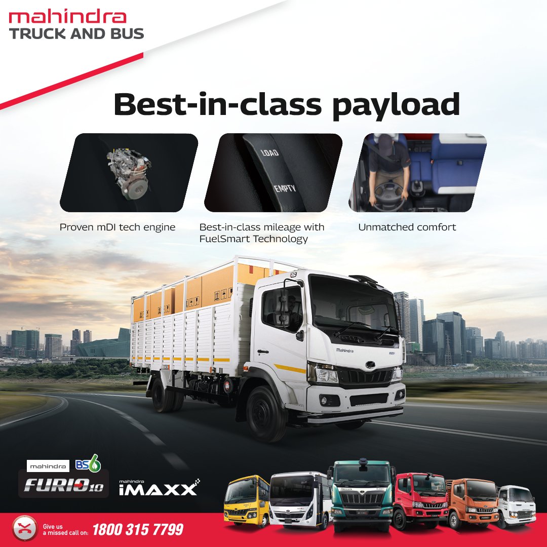 Maximize your productivity and profits with Mahindra FURIO 10's best-in-class payload. Get more work done in fewer trips, driving your business towards greater success.

#Mahindra #MahindraTruckAndBus #FURIO #FURIO10 #BestInClass