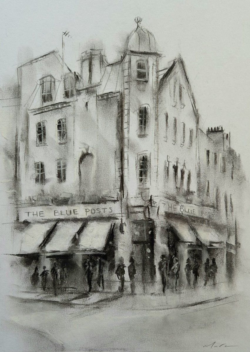 A sketch of The Blue Posts. Berwick Street, Soho. 20x29cm.