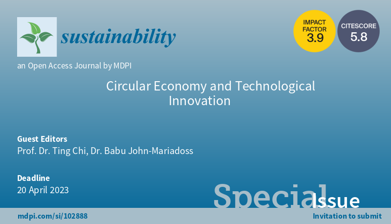 #CallforReading “Circular Economy and Technological Innovation' welcomes your reading Edited by Prof. Dr. Ting Chi and Dr. Babu John-Mariadoss., including 12 papers #mdpi #openaccess #sustainability #Circulareconomy #Wastemanagement More at mdpi.com/journal/sustai…