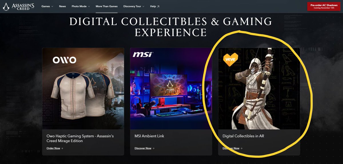 Whoa! Look what showed up on Ubisoft's Assassin's Creed website! 👀 Our team at VeVe's been cooking 🧑‍🍳 Perfectly timed with all the hype around #AssassinsCreedShadows too!!