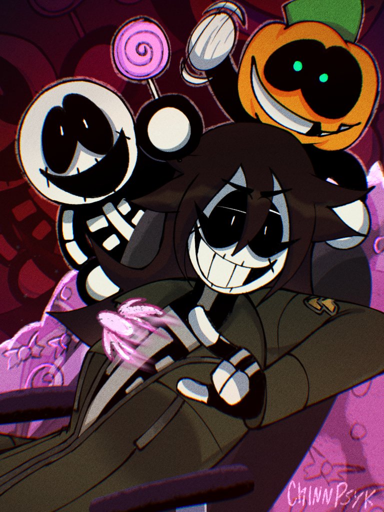 Skid n' Pump with Scar (Scarlett)❗❗❗ 🍬⚫🟠. 
It also has a mask!!1!!1!!1!!1111111

#spookymonth #spookymonthoc #digitalart #art #spookymonthfanart