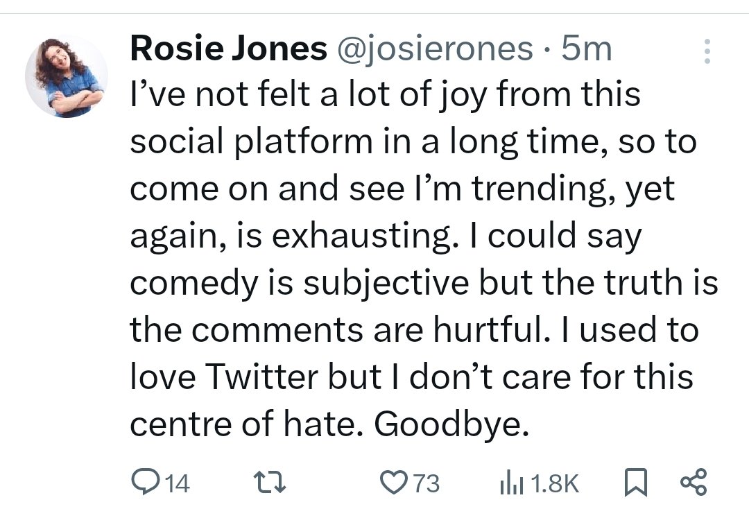 This is sad. And Rosie has deleted already.
