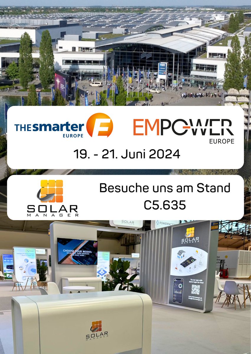 _solarmanager's tweet image. Wir kommen im Juni nach München zur @ThesmarterE (nicht zum Fussball schauen ⚽️)

Halle 5, Stand C5.635 in den Katakomben der @EMPower_energy  😎 

Alle Informationen: lnkd.in/drfC9f3t ⬅ 

#Intersolar2024 #EMPower #SolarManager