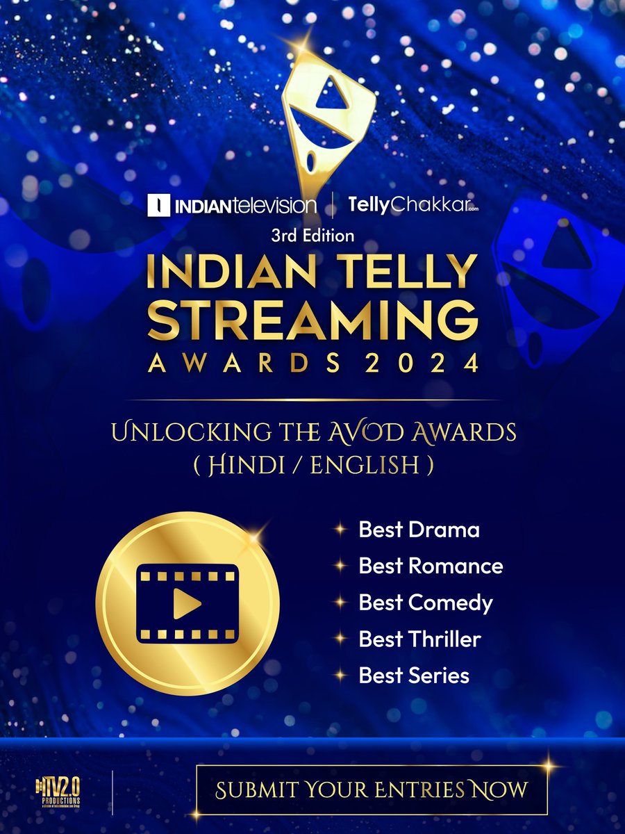 Don't miss out on the AVOD Awards Categories of The Indian Telly Streaming Awards 2024! @tellychakkar | Enter Now | Submit Your Entries Now: events.indiantelevision.com/indian-telly-s… For More Info: indiantellystreamingawards.com #ITSA2024 #IndianTellyStreamingAwards2024