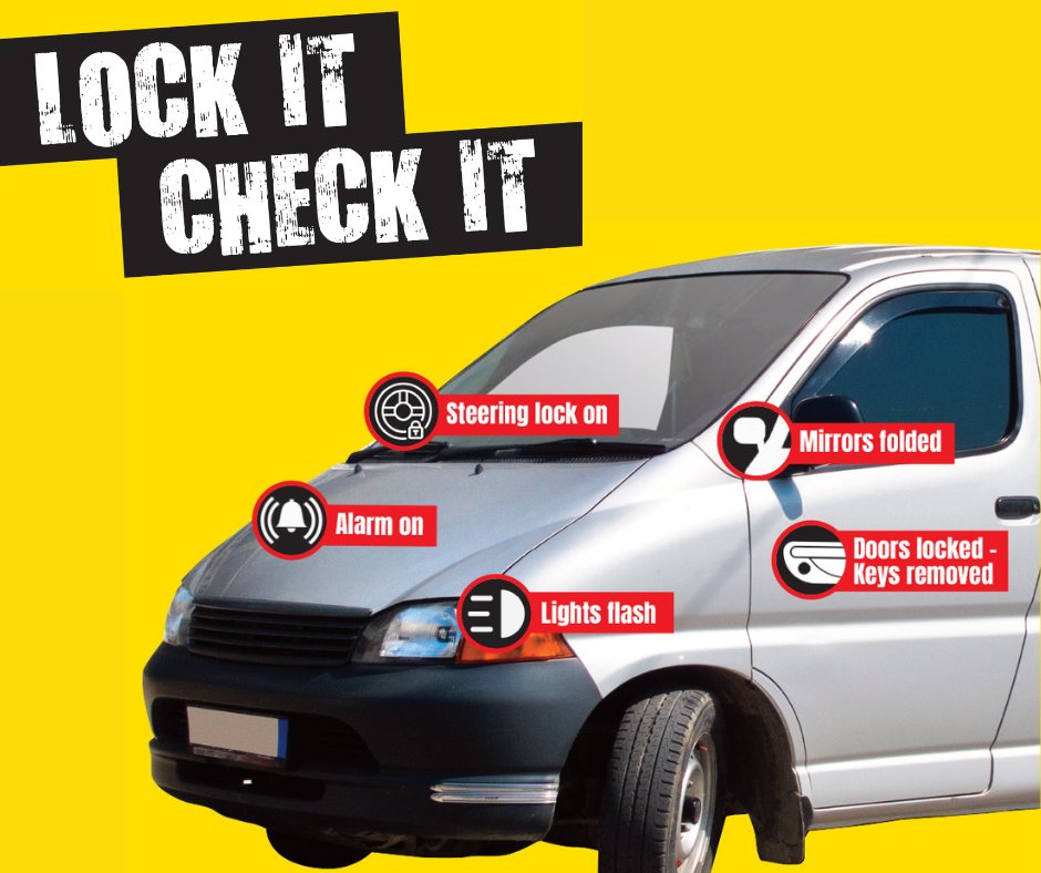 Tools are being targeted by thieves and easily sold on quickly. Protect your property and business: 🔨Fit a secure van vault for expensive power tools 🔧Remove tools from your van 💡Park near CCTV and in well-lit areas For more tips visit ➡️bit.ly/3Zcr1Tq