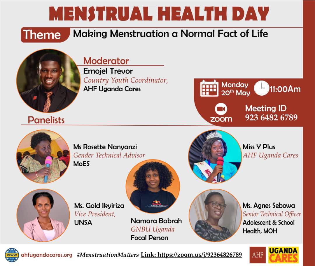 Menstruation is a natural part of life, yet it remains surrounded by stigma. 

Join us for a conversation👇 
Theme: Making Menstruation a Normal Fact of life .
WHEN: Monday 20th May, 2024.
TIME: 11:00EAT

zoom.us/j/92364826789

Let's break the silence ! #MenstrualHealthDay24