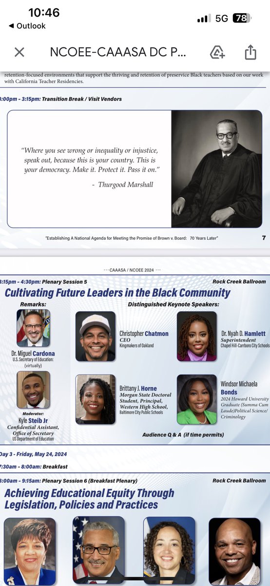 DeskofBHorne's tweet photo. 📢 Excited to join the upcoming Brown v. Board conference in DC! I'll be on the panel for Plenary Session 5: "Cultivating Future Leaders in the Black Community" on May 23, 3:15pm-4:30pm. Looking forward to Secretary Cardona's remarks! #BrownvBoard #FutureLeaders #EducationEquity https://t.co/zAbdOVJeRy