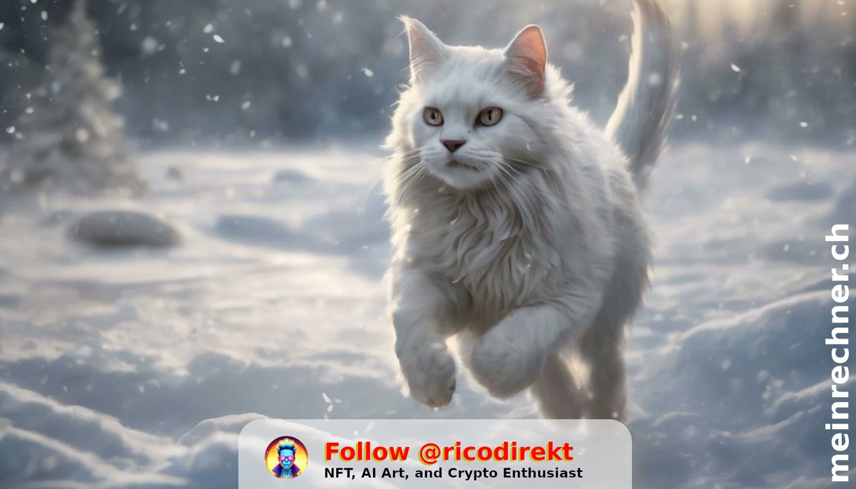 White Maincoon Cat running in the snow.

#AIart #AIArtwork #aiworks #AiArtSociety #easydiffusion #cats #animals #maincoon #stablediffusion