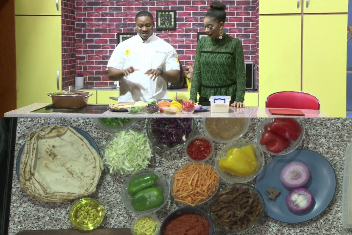 Have you tried the delicious Suya Shawarma Jollof? Join Winfrey and Chef Moses as they take you step by step on how to prepare this deliciousness. Click the link below to learn and get your ingredients ready; youtube.com/live/S2bmwbDK8… #WakeUpNigeriaOnTVC