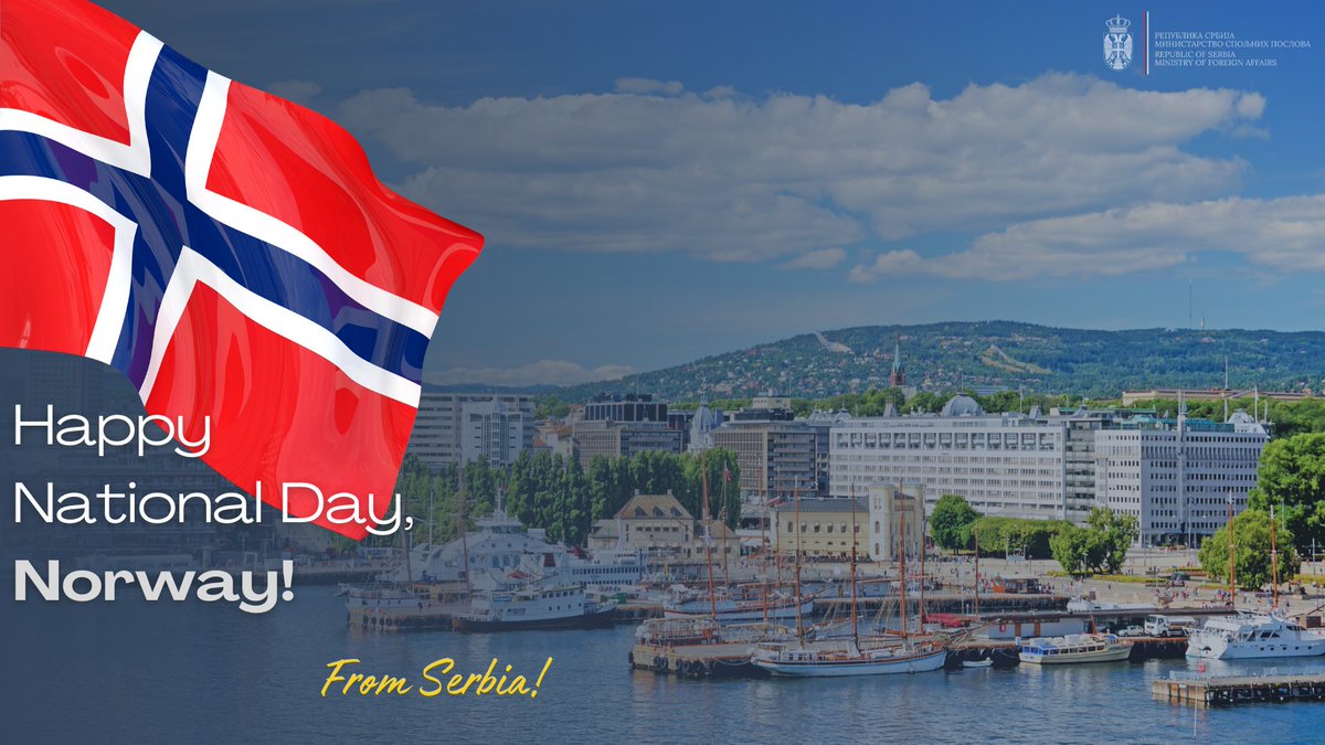 We wish our dear colleagues from @NorwayMFA and the people of #Norway happy and joyful #NationalDay! 

🇷🇸🤝🇳🇴

Gratulerer med dagen Norge!