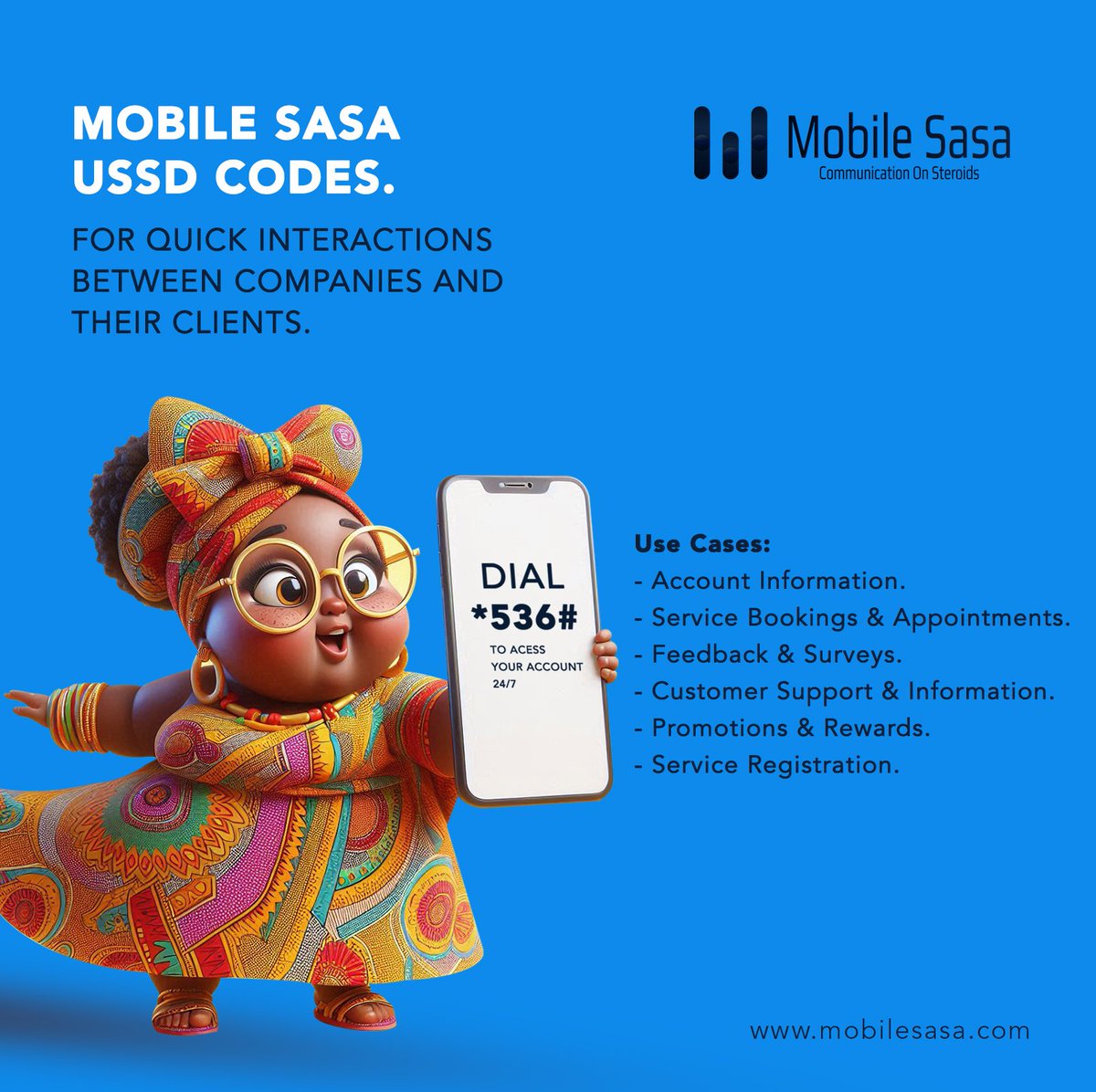 BitwiseDigital's tweet image. Unlock seamless customer interactions with Mobile Sasa USSD codes! Instantly provide information, streamline services, and enhance customer satisfaction with quick, easy-to-use menus. Perfect for businesses of all sizes. #MobileSasa #USSD #customerservice