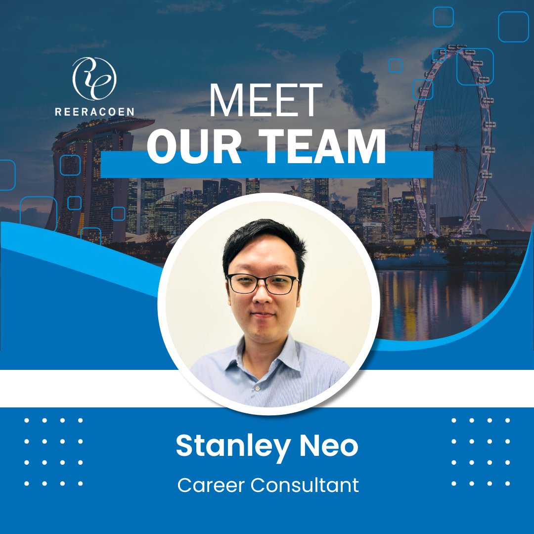 🌟 Meet Mr. Stanley Neo, our zealous Career Consultant. Our company's value of 'I'm Here For You' resonates with him most as he appreciates the supportive culture everyone embodies. 

#ReeracoenHero #ReeracoenFamily #Reeracoen #RCNSG #RecruitmentFirm #BestRecruiters
