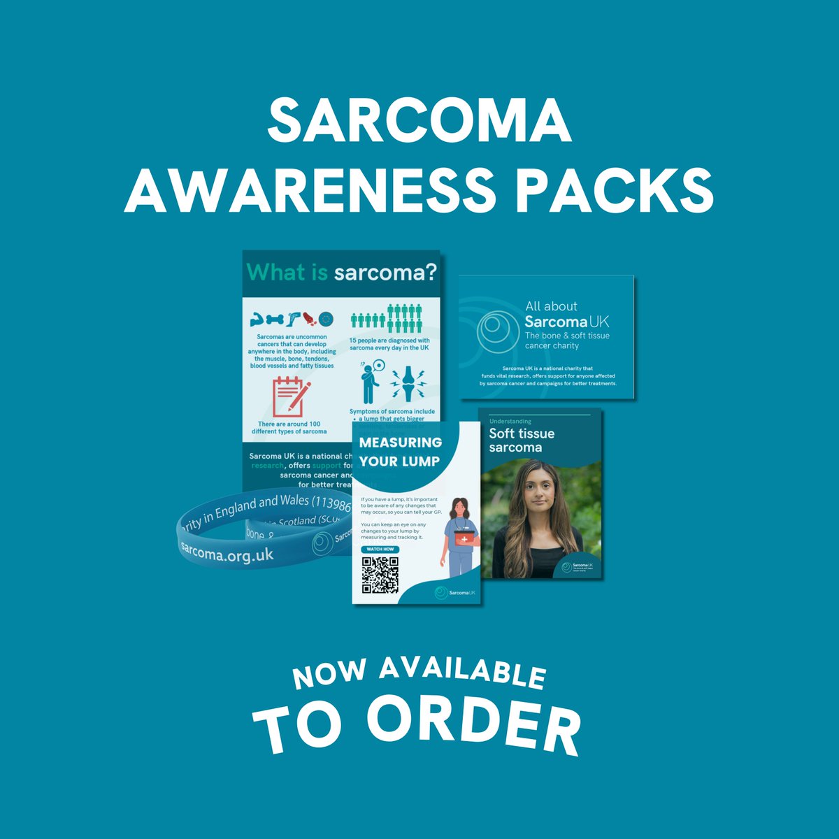 July is Sarcoma Awareness Month. Our awareness packs are filled with resources like information booklets, support line materials, wristbands, and our new A3 poster on measuring lumps. Head to shop.sarcoma.org.uk to order yours today. 💙 #sarcoma #sarcomaawareness