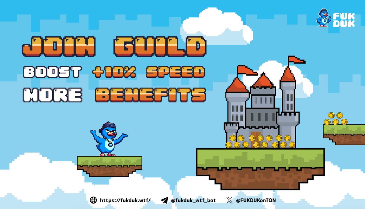 FUKDUKonTON's tweet image. 👑👑👑Oh FUK !!!
🤫 Guild with more benefits for Ducks!

🥇Boost +10% Speed
🥈Earn more xFUDU for each guild member when they reach higher levels 🫴🫴🫴

💯Every time a guild member reaches a new level milestone, an xFUDU bonus will be accumulated into the Guild Pool, and the…