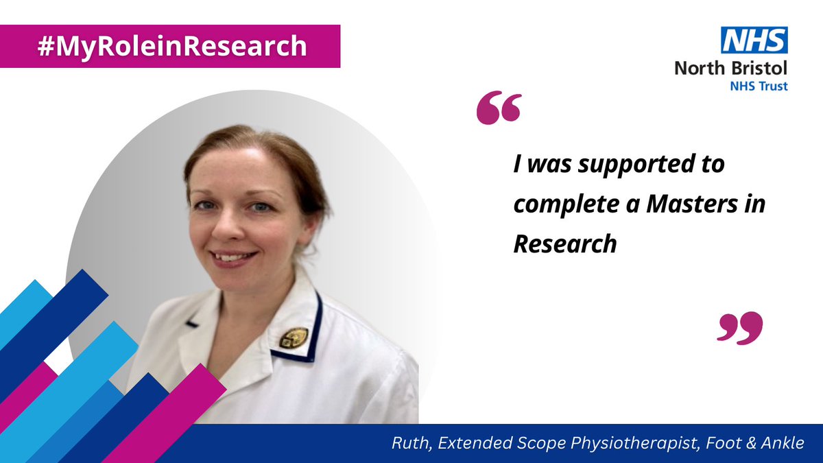 Ruth is a #physiotherapist working in #research @NorthBristolNHS

Find out 
🎉 how she was supported to grow in her role
🦶 how a two year post ended up lasting 13 years!

ow.ly/9tEP50RqTUy

#MyRoleInResearch  #HealthcareResearch #NHS