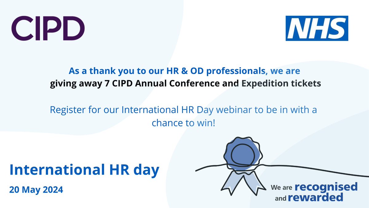 On 20 May we celebrate #InternationalHRDay and our #HR and #OD professionals. Join us 11am - 12pm to learn what the future holds for the profession and be in with a chance of winning a @CIPD Annual Conference and Expedition ticket. Find out more ow.ly/peOR50RII7e