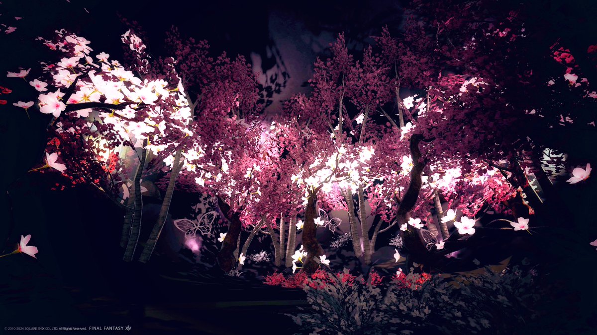 季節外れですが、以前つくっていた夜桜のスタジオを作り直しました。桜の木の下が赤く群生したほかは、特に変更ありません。なにか…栄養を得て、赤くなった、らしい… 是非のんびりお花見しにいらしてください Meteor Mandragora ゴブ5区 ナナモ大風車 1-47 #NYOKAst