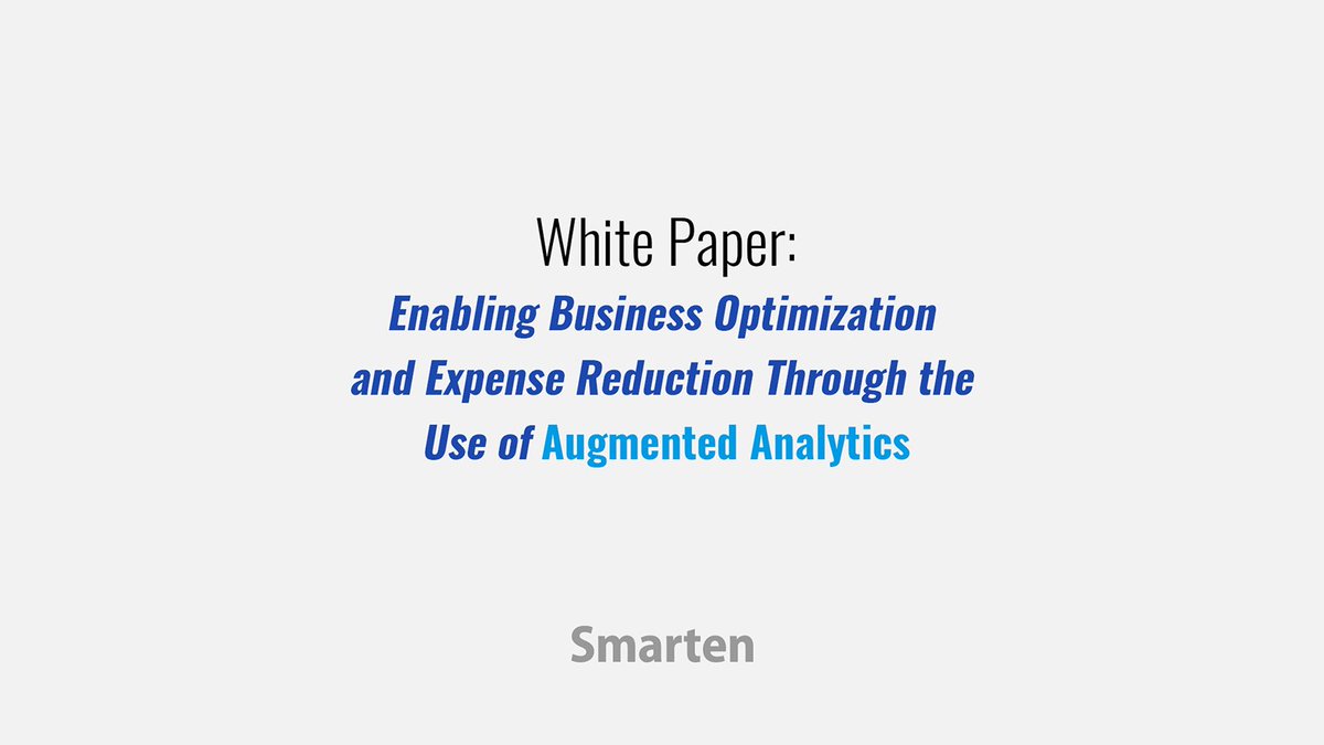 SmartenAnalysis's tweet image. Smarten White Paper: Enabling Business Optimization and Expense Reduction Through the Use of Augmented Analytics
shorturl.at/oyfvR
#AssistedPredictiveModeling #AugmentedAnalyticsAdvantages #AugmentedAnalyticsIndia #AugmentedAnalyticsLearning #AugmentedAnalyticsWhitePaper