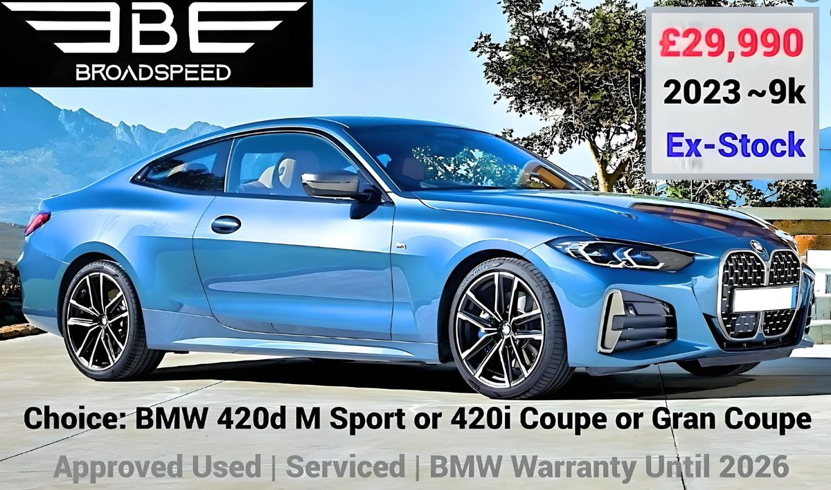 BMW 420i M-Sport Coupe 190PS | 'Next to New' Approved 2023 ~9,000 Miles | 420i from £29,990 vs £51,930 NP | Gran Coupe Adds ~£1,750 | 420d Adds ~£990 | Pro Pack Adds ~£1,750 | Inc BMW Service | BMW Warranty 2026 | PCP from ~8.9% APR | Loan from ~4.9% APR | STA | PX Welcome | #BMW