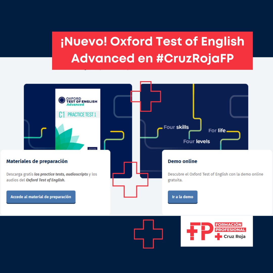 📢 ¡Nuevo! Oxford Test of English Advanced en #CruzRojaFP. Certifica tu inglés avanzado con nosotros. 🎓 #OrgulloFP #ExperienciaFP #FPDUAL Más info 👉 i.mtr.cool/mfyzqyjkpm #OxfordTestofEnglishAdvanced #OTEAdvanced