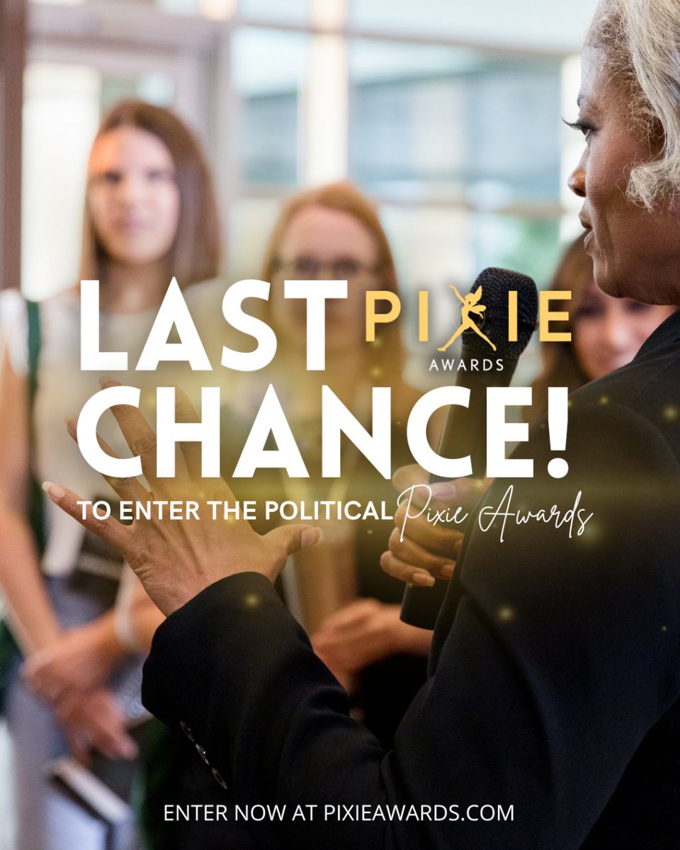It's your LAST CHANCE to enter the Political Pixie Awards! ✨

📣 The mission of the Pixie Awards is to promote and honor outstanding work in motion graphics, visual effects, video production, photography, games, and animation. Enter now at PixieAwards.com 

#Campaign