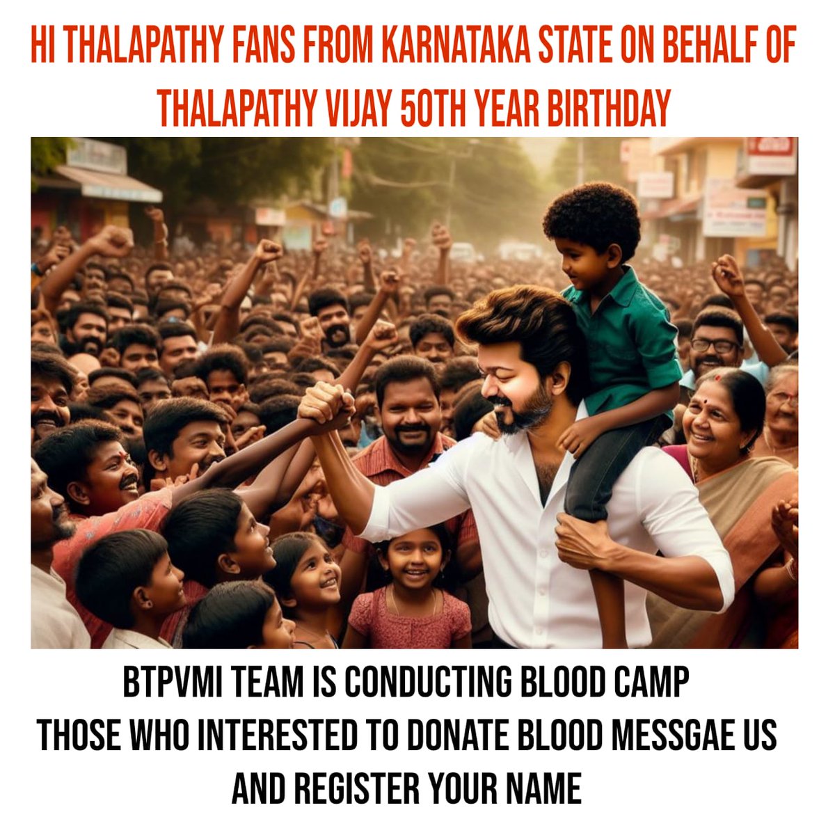 On Behalf Of Thalapathy @actorvijay's 50th Year Birthday Celebration @BTP_Offl Is Conducting Blood Camp..! Fans From Karnataka State Those Who Interested To Donate Blood DM Our Page Nanbas. Donate Blood Save Life ❤️ #TheGreatestOfAllTime