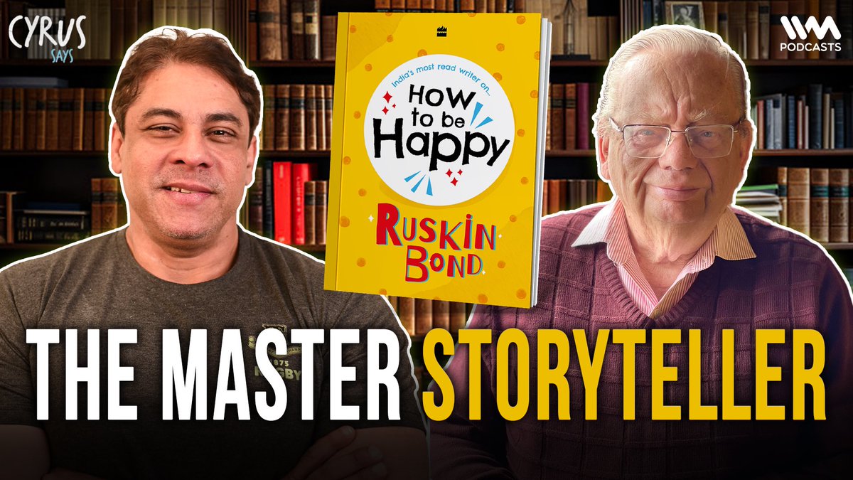 Ahead of the beloved @RealRuskinBond’s 90th birthday, learn how you can achieve lasting happiness in his latest book #HowToBeHappy!  
Tune in to this special episode of #CyrusSays with the legendary Mr. Bond as he joins @Broacha_Cyrus to talk about what brings him joy in life,