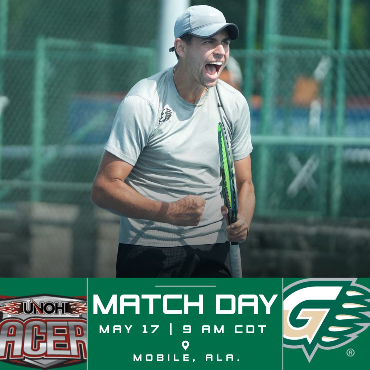 NATIONAL SEMIFINAL! Grizzlies seek a spot in the NAIA national championship match this morning against No. 4 seed Northwestern Ohio. 🎾 - 9AM CDT 📍 - Mobile, Ala. (Mobile Tennis Center) #GGCAthletics | #BattleForTheRedBanner