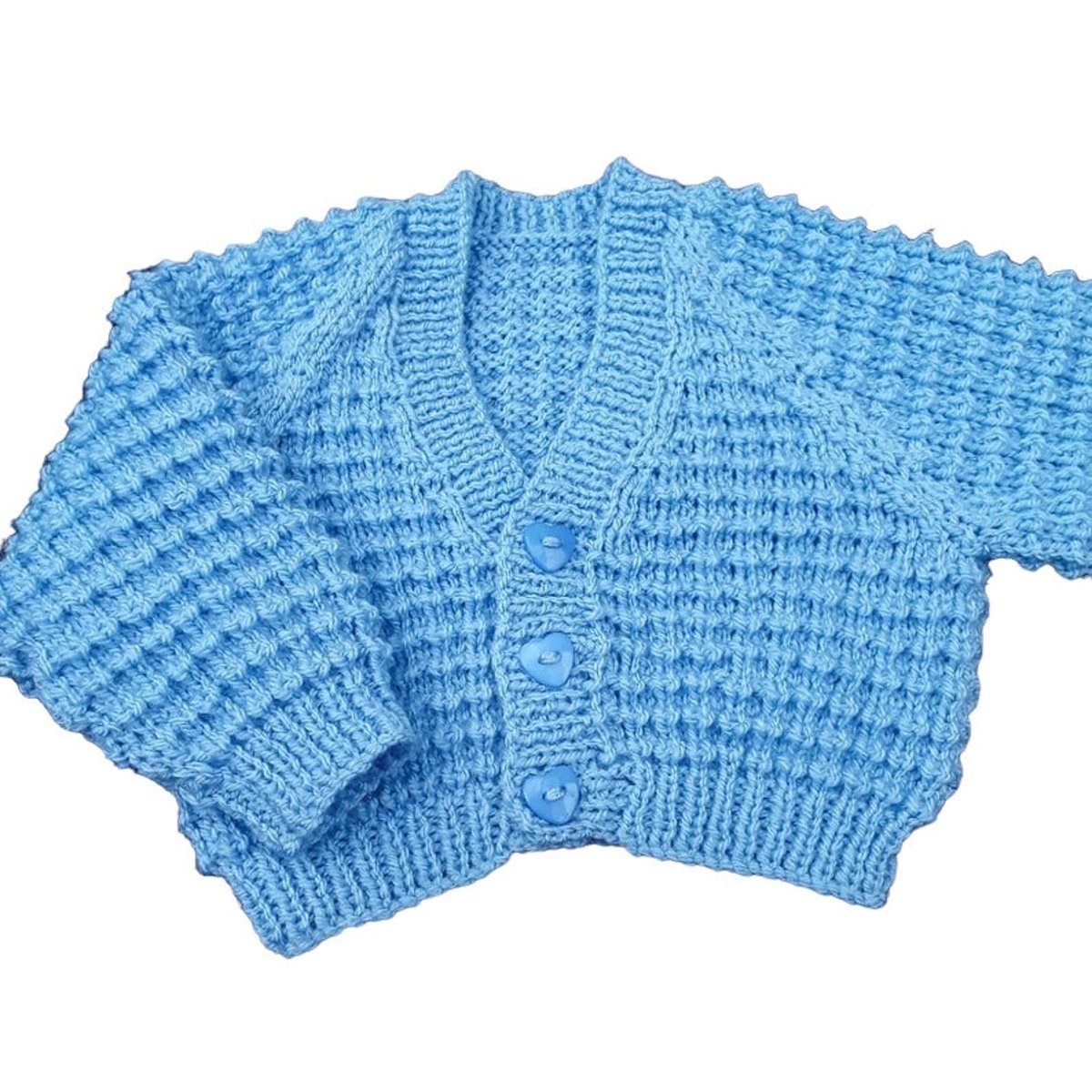 #MHHSBD 

𝗛𝗮𝗻𝗱 𝗸𝗻𝗶𝘁𝘁𝗲𝗱 𝗕𝗮𝗯𝘆 𝗖𝗮𝗿𝗱𝗶𝗴𝗮𝗻 

Hand-knitted Baby Cardigan in gentle baby blue, crafted with love. Features textured pattern and heart-shaped buttons. Fits 16' chest, ideal for 0-3 months. 

knittingtopia.etsy.com/listing/167120…