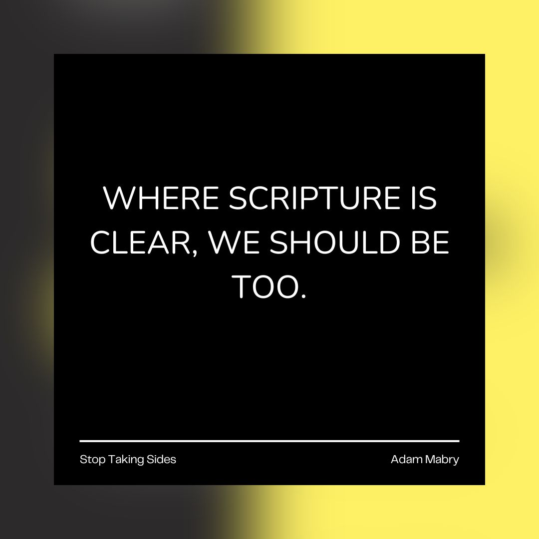 “Where scripture is clear, we should be too.”

#StopTakingSides is available on @amazon , @barnesandnoble, @thegoodbookcompanyuk and @omflit

#library #reader #scripture #books #christianbooks