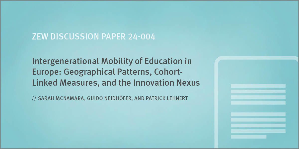 n their #ZEW DP 24-004, #ZEW economists Sarah McNamara, @GNeidhofer and @favolapat from @UZH_ch show that in Europe higher social #mobility goes hand in hand with more #innovation. zew.de/PU85839X-1/?tw…