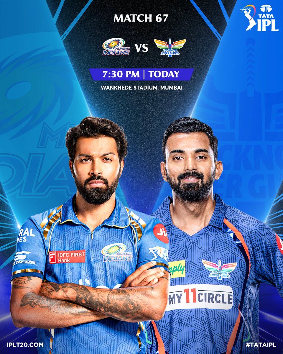 Last game at 𝗧𝗵𝗲 𝗪𝗮𝗻𝗸𝗵𝗲𝗱𝗲 🏟️ 

@mipaltan 🆚 @LucknowIPL 

Who has got your backing? 🤔 

⏰ 7:30 PM IST 
💻 IPLT20.COM
📱 Official IPL App 

#TATAIPL | #MIvLSG