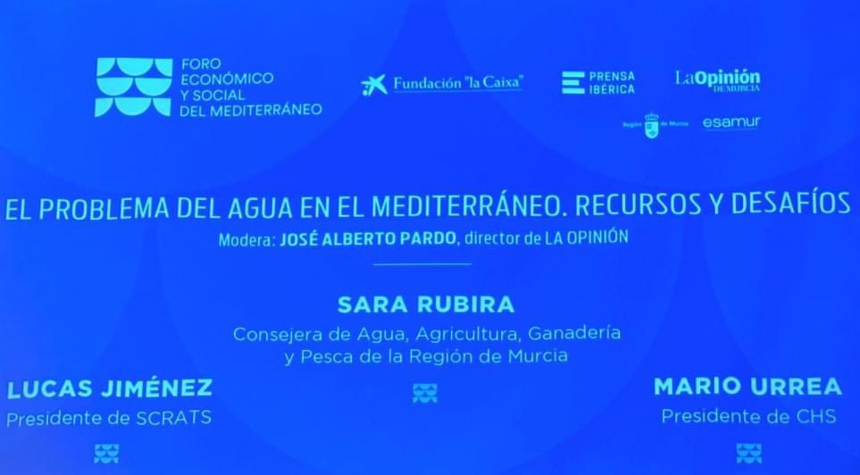 Nuestro presidente, Lucas Jiménez, ha participado hoy en la mesa de debate “EL PROBLEMA DEL AGUA EN EL MEDITERRÁNEO. RECURSOS Y DESAFÍOS” del “Consejo del Agua”.