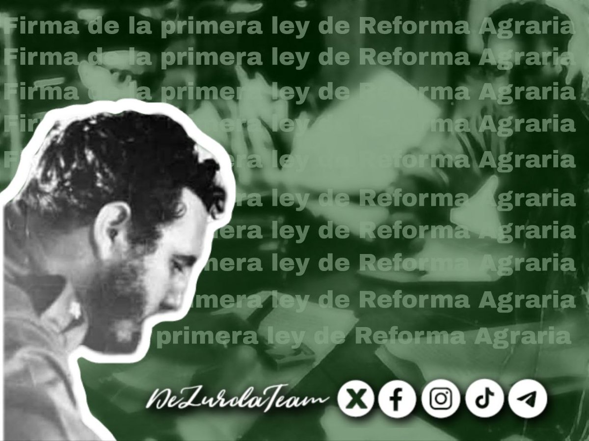 Buenos días 🇨🇺| El 17 de mayo de 1959 Fidel Castro, firmó en la Comandancia de la Plata la Ley de Reforma Agraria. #UnLatidoPor esta fecha histórica que aglutina a los más humildes que tienen vinculados sus raíces con las conquistas y logros de la Revolución. #DeZurdaTeam