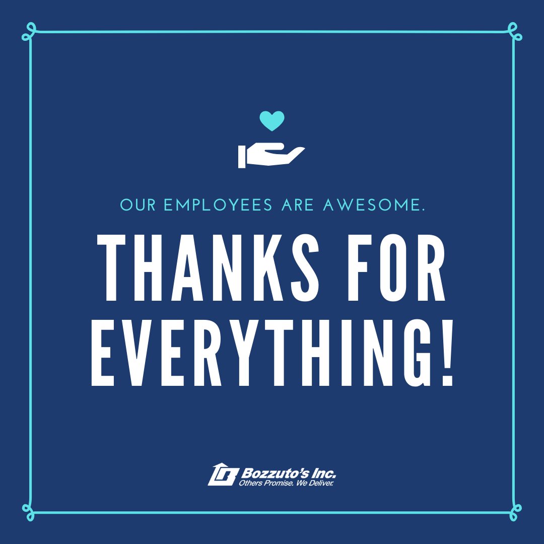 Today, we're celebrating the heartbeat of our organization – our amazing employees! From their dedication to their hard work, they truly make Bozzuto's shine. 🌟

#EmployeeAppreciation #TeamBozzuto #ThankYouTeam