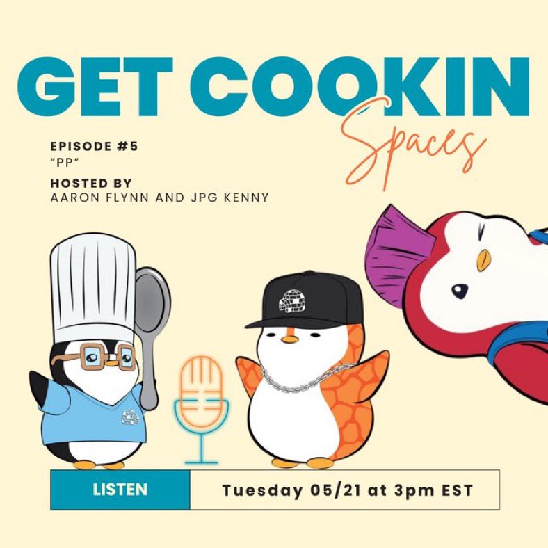 Get cookin is on a roll. 🧑‍🍳 

This tyme we are featuring the “Penguin Prophet” @ppmctweets 🐧

Be sure to set those noti’s below for a   space you won’t want to miss. 👇