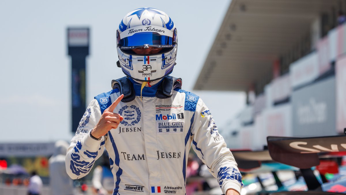 Leading two Carrera Cup championships. 🏆 2024 #PorscheJunior Alessandro Ghiretti has completed the first two race weekends of #CarreraCupAsia and #CarreraCupFrance, and currently tops both tallies! Today, he'll start his third one-make series in the @porschesupercup. 💪