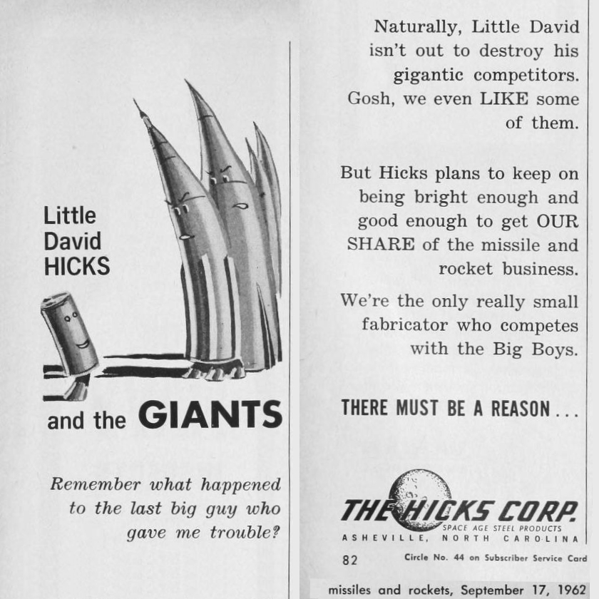 A 1962 advertisement by The Hicks Corporation. I don't know what to make of it. Bold? Desperate? 📷 archive.org/details/missil… 👁‍🗨 @internetarchive