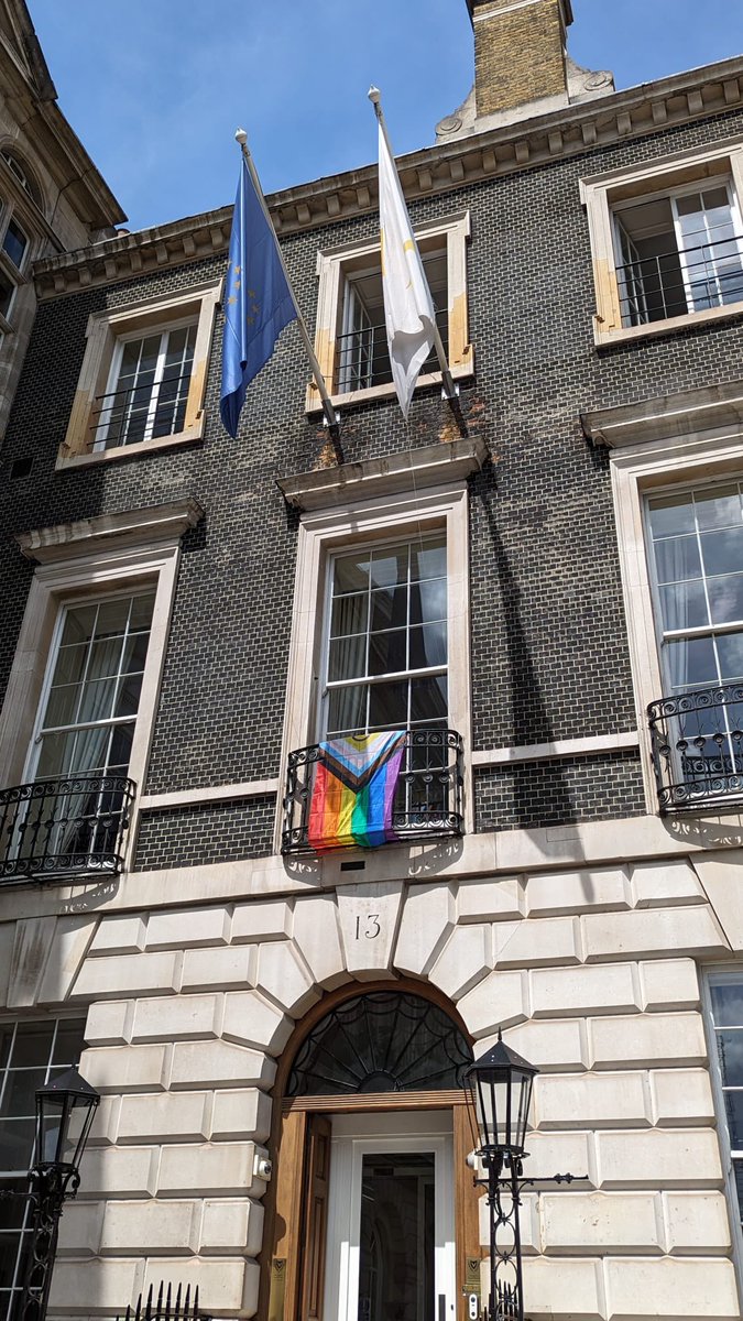 The 🌈 flag flies proudly at the Cyprus House today as we celebrate the International Day against LGBTI-phobia #IDAHOBIT2024. Together with remarkable #LGBTIQ+ voices 🌍 we reaffirm the right to live free from discrimination and violence.