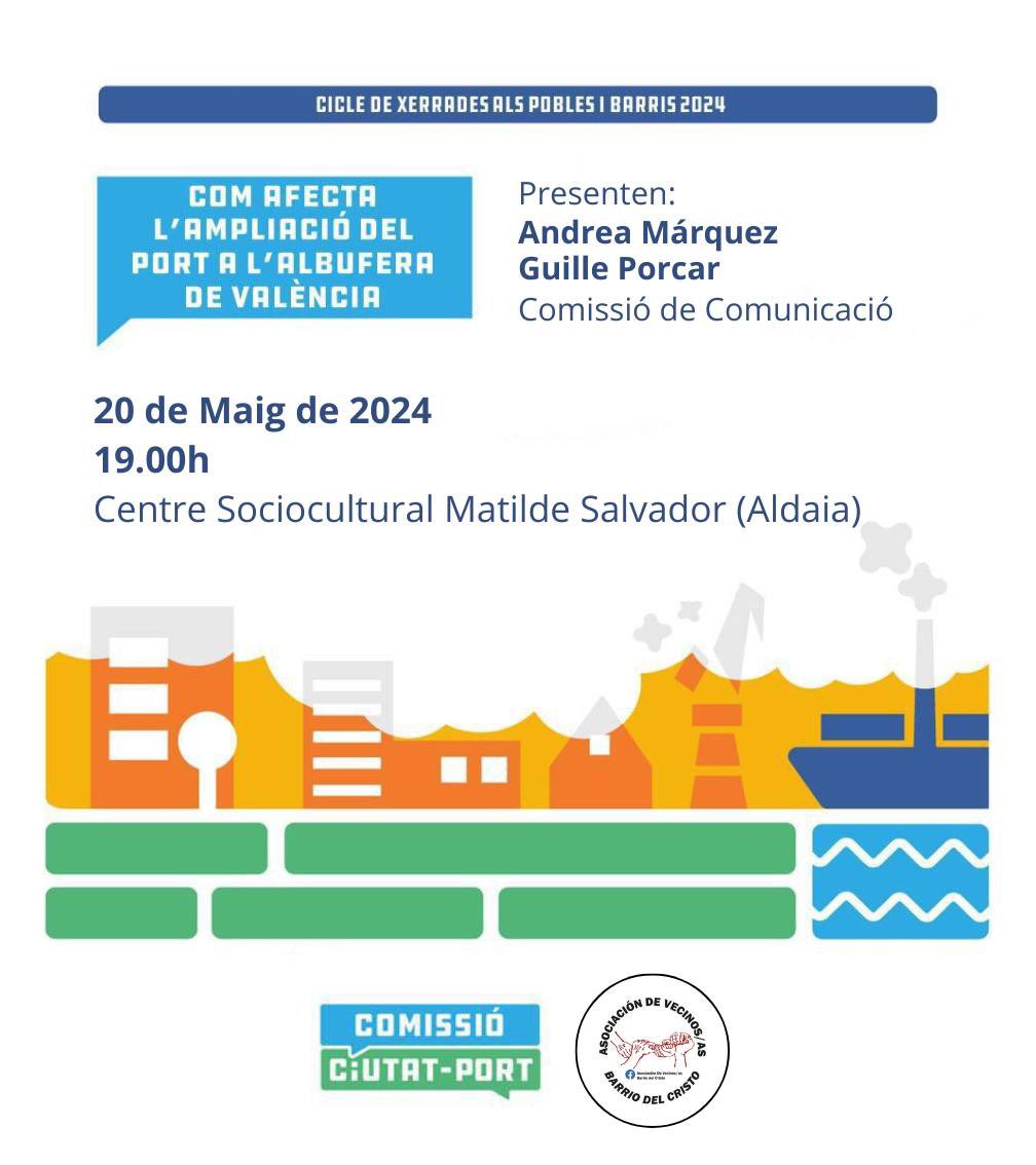 NoAmpliacioPort's tweet image. Xerrada a Aldaia
👀vols saber els impactes derivats de l’ampliació del port  tant per als habitants de la ciutat, i per ç dels pobles dels voltants?
Amb les companyes de l’associació de veïns-nes de Barri del Crist 💚