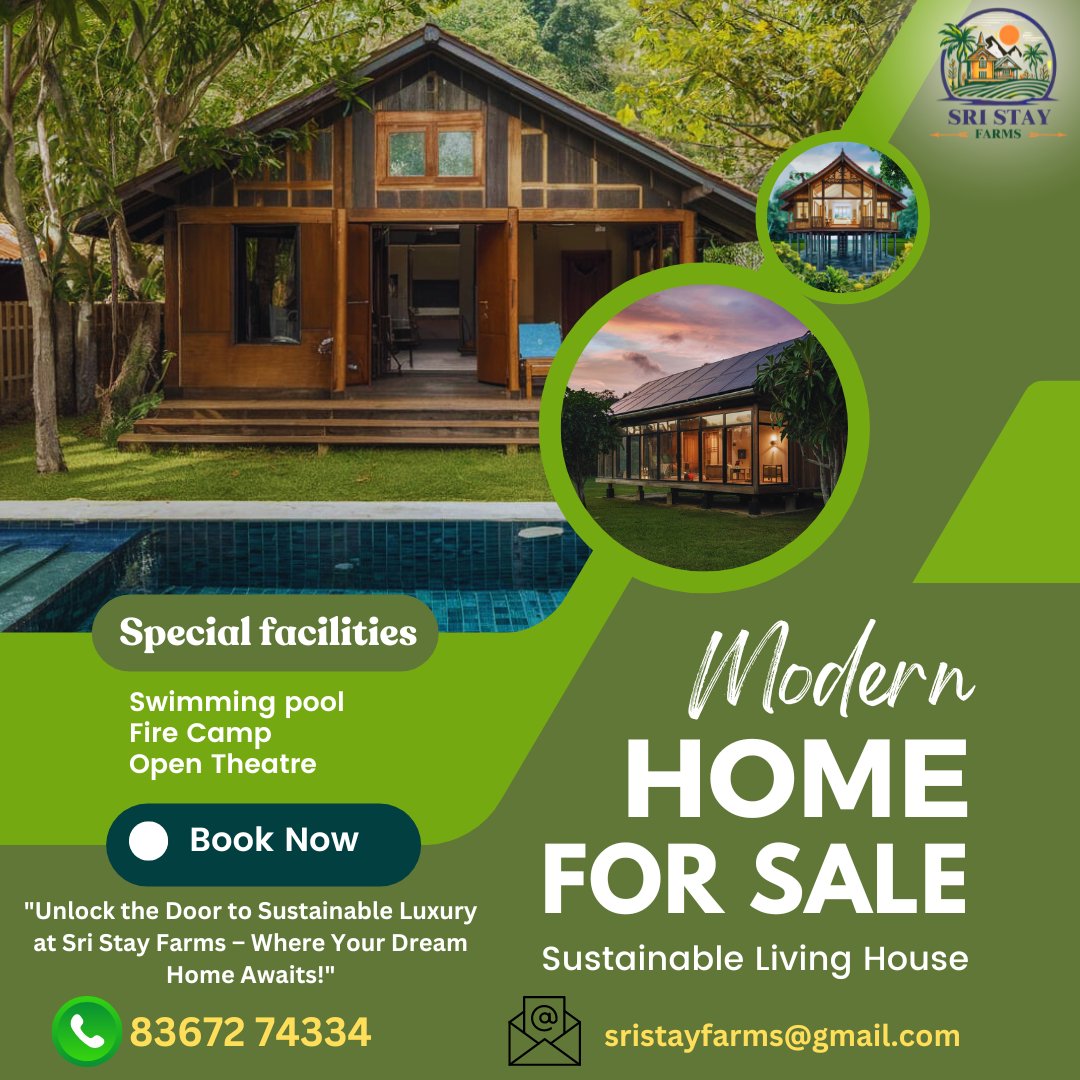 'Unlock the Door to Sustainable Luxury at Sri Stay Farms – Where Your Dream Home Awaits!' #sustainablehouse #Dreamhome #GreenPlanet