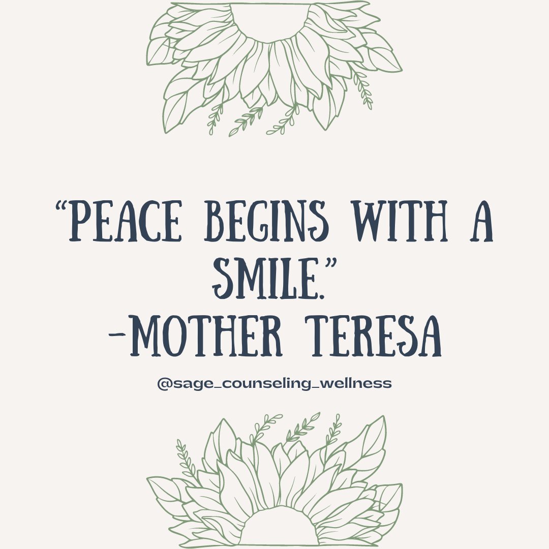 QOTD! Enjoy these words by Mother Teresa. Remember to smile today 😊 What brings you peace?

#innerpeace #peacefulmind #quoteoftheday #dailyquote #wordsofwisdom #mindfulness #quotestoliveby #qotd #quoteoftheday