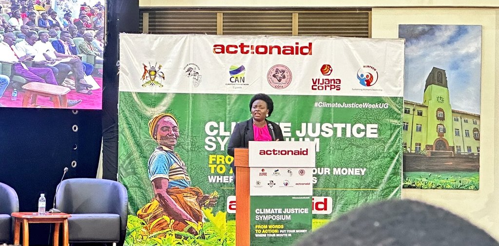'Women often bear the brunt of climate change effects,' says Hon Jacqueline Amongin, Chair of @Parliament_Ug's Climate Change Committee. 'From fetching water to collecting firewood, they face daily challenges amidst changing weather patterns.'#ClimateJusticeWeekUG #FundOurFuture