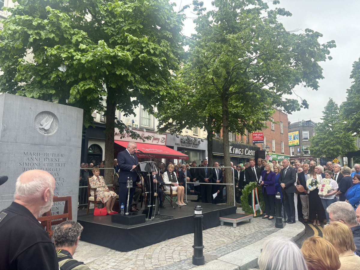 Wreath laying ceremony under way on Talbot Street for the 34 victims of the Dublin Monaghan bombings 50 years ago today @RTERadio1 @rtenews